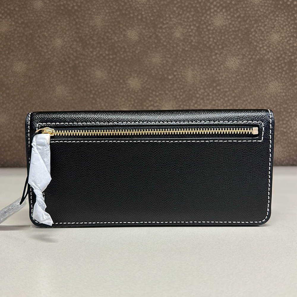 🔥🔥🔥NEW Marc Jacobs J Link Logo Black Leather Snap Long Bifold Wallet - Picture 4 of 8